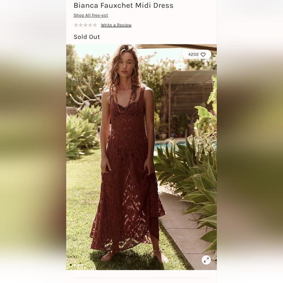 FP Beach Bianca Midi Yellow Crochet Beach Cover-Up Dress Medium Free People - Picture 9 of 9